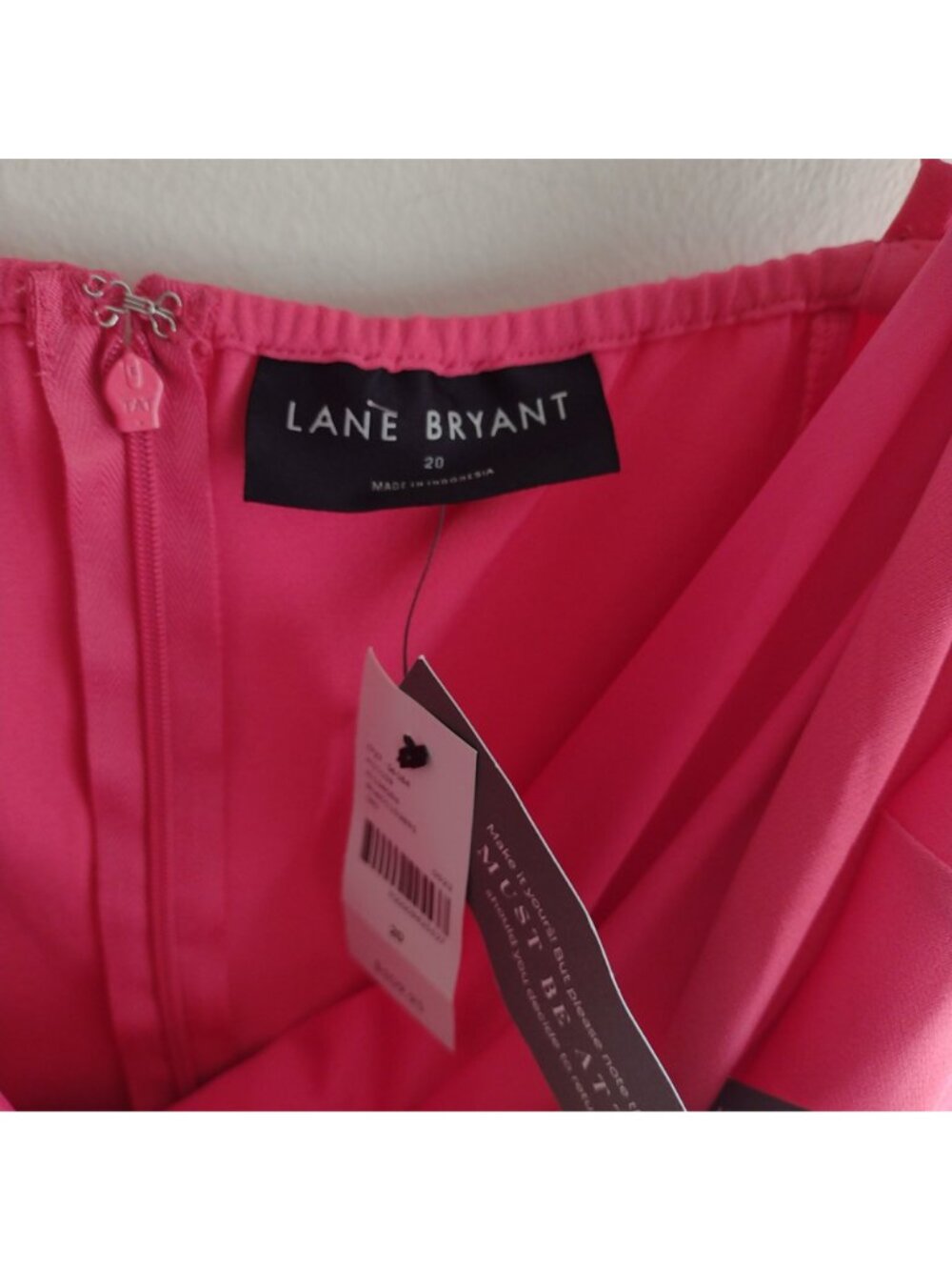 Lane Bryant Pleated Front Dress 20 NEW Hot Pink Sexy Flirty Midi - Picture 5 of 12